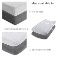 Fitted Sheets for Oval Bassinets (15 x 33 inch) - Heather Grey (2 Pack)