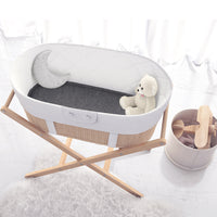 Fitted Sheets for Oval Bassinets (15 x 33 inch) - Heather Grey (2 Pack)