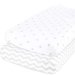 Cotton Jersey Changing Pad Covers, 2 Pack – Polka Dots & Chevron