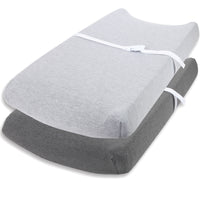 Cotton Jersey Changing Pad Covers (16 x 32 inch) - Heather Grey (2 Pack)