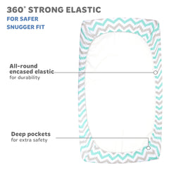 Cotton Jersey Bedside Sleeper Fitted Sheets, 2 Pack – Elephants & Chevron