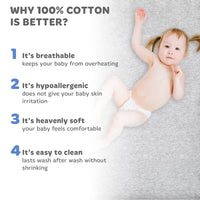Fitted Sheets for Cowiewie Bedside Sleeper Bassinet (19 x 32 inch) – Heather Grey, Light (2 Pack)