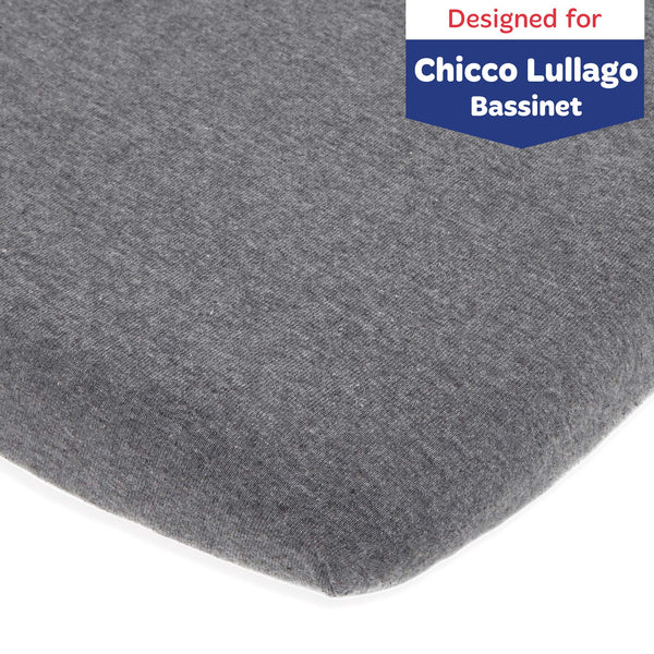 Cotton Jersey Bassinet Fitted Sheets – Heather Grey