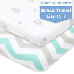 Cotton Jersey Fitted Travel Lite Crib Sheets, 2 Pack – Green