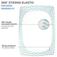 Fitted Sheets for Graco Travel Lite Crib (20 x 30 inch) - Grey Elephants and Chevrons (2 Pack)