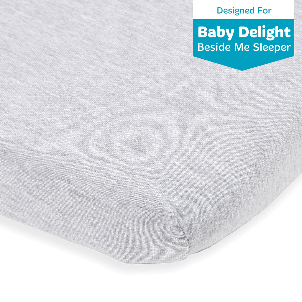 Bassinet Fitted Sheet For 21 x 33" Bedside Sleeper – Snuggly Soft Jersey Cotton – Heather Grey