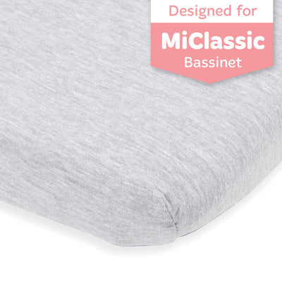 Fitted Sheets for MiClassic All mesh 2in1 Stationary & Rock Bassinet (21 x 36 inch) – Heather Grey, Light (2 Pack)