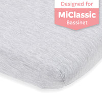 Fitted Sheets for MiClassic All mesh 2in1 Stationary & Rock Bassinet (21 x 36 inch) – Heather Grey, Light (2 Pack)