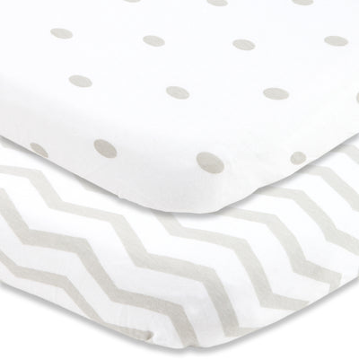 Fitted Sheets for Cradles Cosleepers Arms Reach and Ingenuity (18 x 36 inch) - Polka Dots and Chevrons (2 Pack)