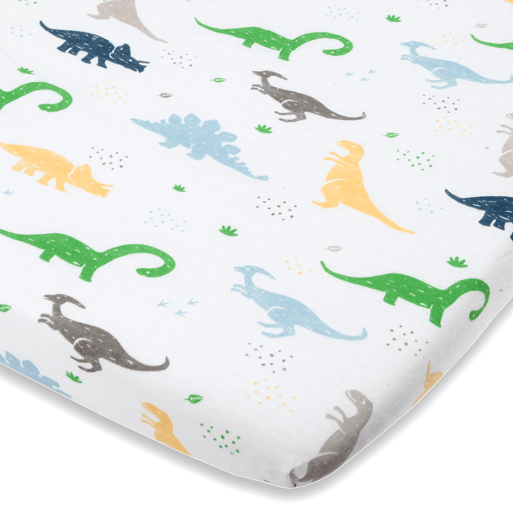 Cotton Jersey Fitted Playard Sheets – Dinosaurs