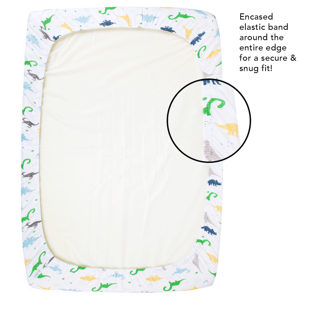 Cotton Jersey Fitted Playard Sheets – Dinosaurs