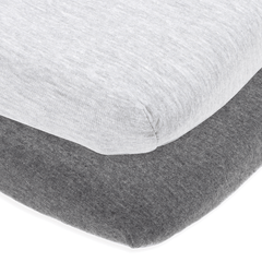 Cotton Jersey Fitted Playard Sheets, 2 Pack – Heather Grey