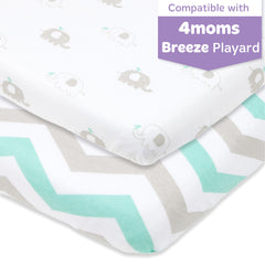 Cotton Jersey Fitted Playard Sheets, 2 Pack – Green