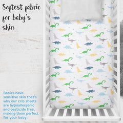 Cotton Jersey Fitted Crib Sheets – Dinosaurs