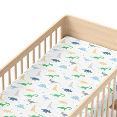 Cotton Jersey Fitted Crib Sheets – Dinosaurs