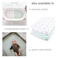 Fitted Sheets for Graco Pack n Play Playards (24 x 38 inch) - Grey Elephants & Chevron (2 Pack)