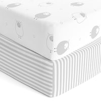 Cotton Jersey Fitted Sheets for Standard Cribs and Toddler Beds (28 x 52 inch)  – (2 Pack)