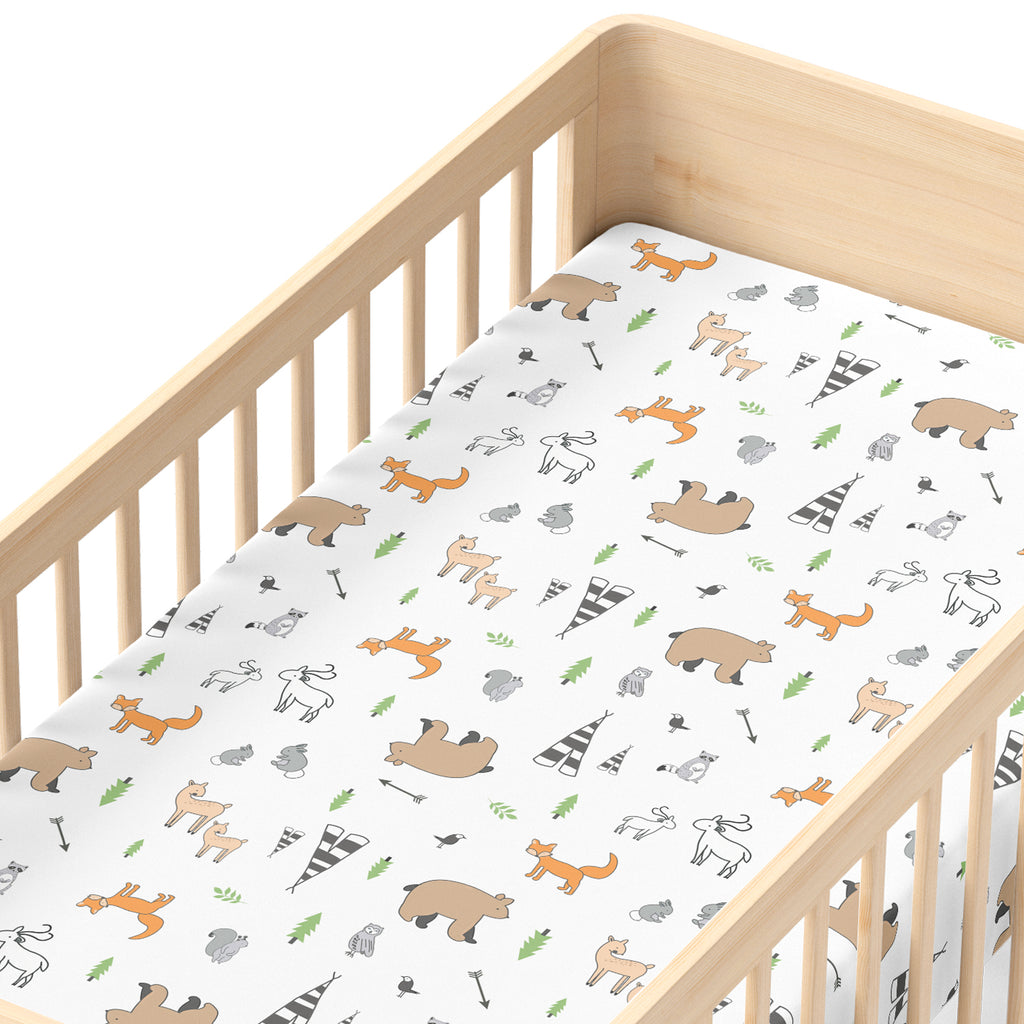 Cotton Jersey Fitted Crib Sheets, – Woodlands