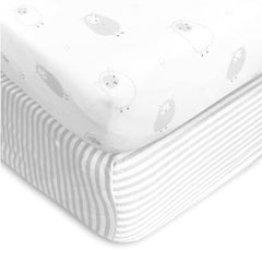 Cotton Jersey Changing Pad Covers, 2 Pack – Stripes & Lamb