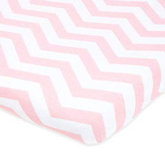 Cotton Jersey Fitted Playard Sheets, 2 Pack – Bows & Chevron