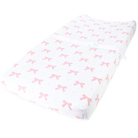 Cotton Jersey Changing Pad Covers (16 x 32 inch) - Pink Bows & Chevron (2 Pack)