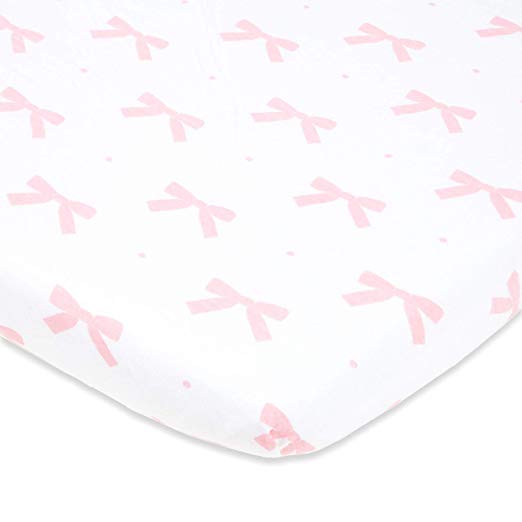 Cotton Jersey Fitted Playard Sheets, 2 Pack – Bows & Chevron
