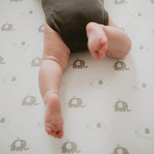 Fitted Crib Sheets Set – 2 Pack – Jersey Cotton Crib Mattress Sheets for Baby Boy, Girl Crib – Grey, Mint Green Elephant, Chveron Toddler Bed Sheets – Fits on Standard 28 x 52 Mattress …