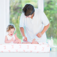 Cotton Jersey Changing Pad Covers (16 x 32 inch) - Pink Bows & Chevron (2 Pack)