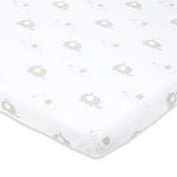 Fitted Sheets for Graco Pack n Play Playards (24 x 38 inch) - Grey Elephants & Chevron (2 Pack)