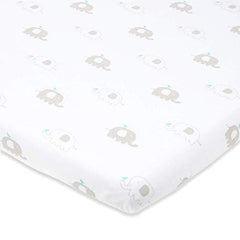 Cotton Jersey Fitted Playard Sheets, 2 Pack – Elephants & Chevron