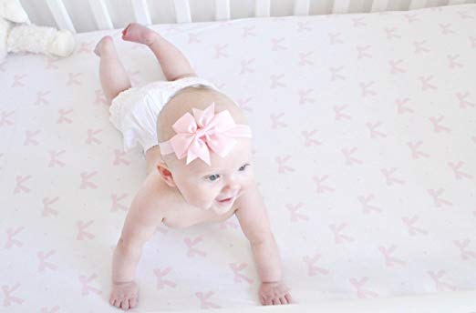 Cotton Jersey Fitted Playard Sheets, 2 Pack – Bows & Chevron