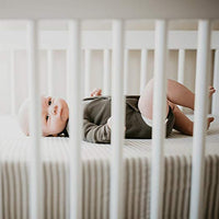 Cotton Jersey Fitted Sheets for Standard Cribs and Toddler Beds (28 x 52 inch) – Stripes and Lamb (2 Pack)