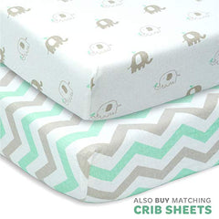 Cotton Jersey Changing Pad Covers, 2 Pack – Elephants & Chevron