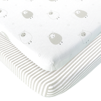Fitted Sheets for Graco Pack n Play Playards (24 x 38 inch) - Stripes and Lamb (2 Pack)