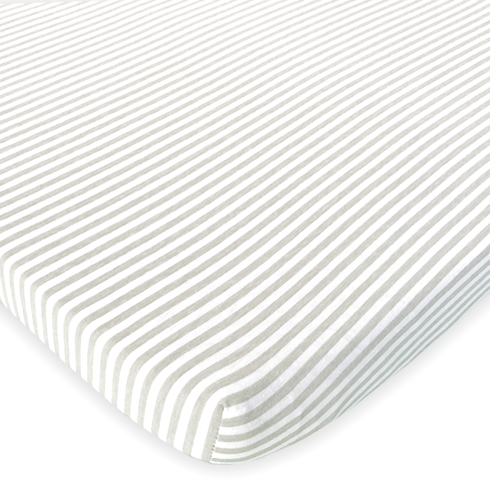 Cotton Jersey Fitted Playard Sheets, 2 Pack – Stripes & Lamb
